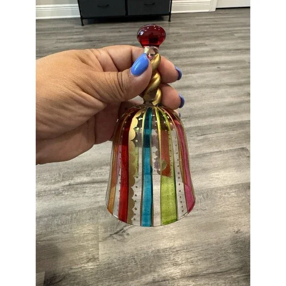 Festive Stripes Glass Bell - Pier 1 Imports - Picture 1 of 7
